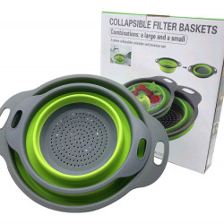 Складаний силіконовий друшлаг Basket Green (29.5*24*3.2 / 24.5*20*2.8 см) / ART-0278 