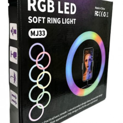 Кільцева LED лампа MJ33 RGB із тримачем для телефону 33см із живленням від USB (20шт)