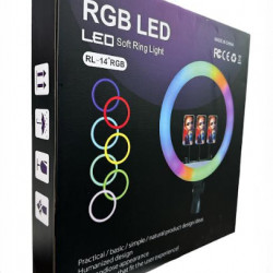 Кільцева LED лампа RL14 RGB з 3 утримувачем для телефону 36см з живленням від 220V (10шт)