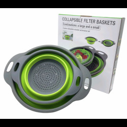 Складаний силіконовий друшлаг Basket Green (29.5*24*3.2 / 24.5*20*2.8 см) / ART-0278