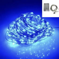 Гірлянда Роса 20м, дріт на батарейках USB: 200 LED, Синій