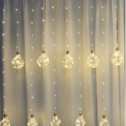 Гірлянда RD-9015 Штора 200LED 10 кульок по 8 см, підвішених під ними, шириною 3m (контрол.220V)