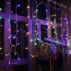 Гірлянда бахрома,прозорий шнур, 3*0,5 м, 120 LED з перехідником, Мульти