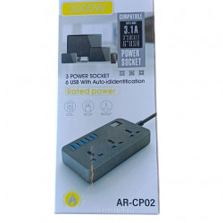 Подовжувач на 3 розетки та 6 usb роз ємів 2M AR CP02 (50)