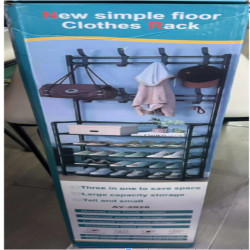 Вішалка для одягу з полицями для взуття NEW simple floor clothes rack (20)