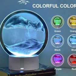 Настільна лампа пісочні гори 3D нічник з USB, RGB і підставкою, рухомий пісочний годинник.