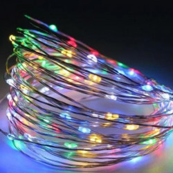 Гірлянда мідний дріт 100LED (RD-7106) 10м (контроль.220V) Провід-Срібло, Колір ламп-Мікс (100)