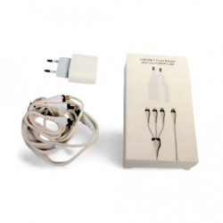 Зарядний блок живлення 20W USB-С Power Adapter + потрійний кабель USB-C to TC/Mi/iP Cable
