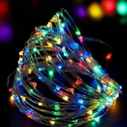 Гірлянда мідний дріт 100LED (RD-7112) 10м USB RGB Провід-Срібло, Колір ламп-RGB (100)