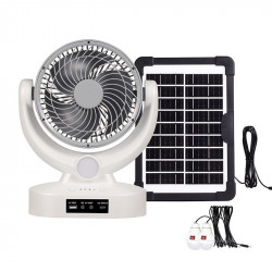 Вентилятор портативний Megatop (MT-801LS) (8", сонце. пан., 1 LED лампа, 3 швидкості, 8Вт, USB, 3.7V/2400 мАг) // [309] (10 шт/ящ)