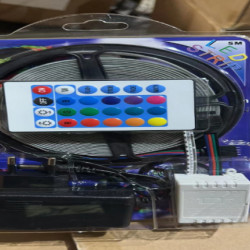 Світлодіодна стрічка led 5м smd 3528 rgb з пультом та блоком живлення гірлянда на клейкій основі