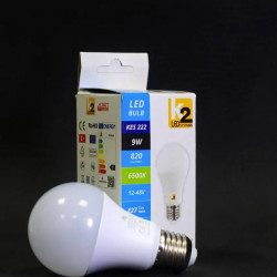 Світлодіодна LED-лампа KES 222 12-48 V, E27, 9W, 6500 K, 820L від акумулятора