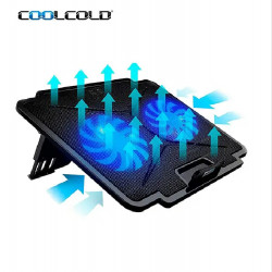 Тонкий кулер-підставка для ноутбука Coolcold 15,6 дюймів, подвійний світлодіодний вентилятор K24 