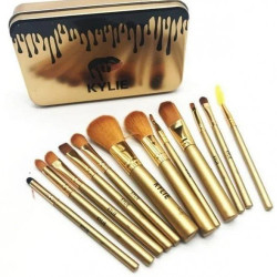 Професійний набір пензлів для макіяжу Kylie Jenner Make-up brush Gold set 12 шт 160 шт. в ящику