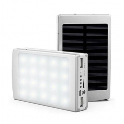 Power Bank 50 000 мАг із сонячною батареєю та світлодіодною срібною панеллю (50)