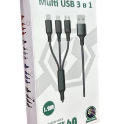 Кабель 3в1 (IP+Type C+Micro) Charging Cable YELANDAR KC300 (120Вт / 6А / 1,2м) (400шт)