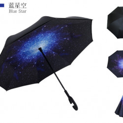 Парасолька Lesko Up-Brella Зоряне небо складається парасолька у зворотному напрямку довга ручка антипарасолька