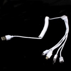 Шнур 5в1-USB U7 пружина біла